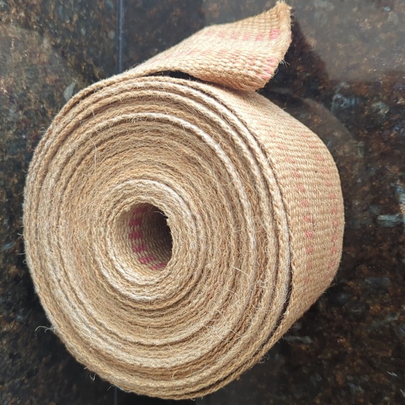 Upholstery Craft Jute Webbing Ribbon 27 yds x 3.5" Wide Tan Red - Picture 6 of 7